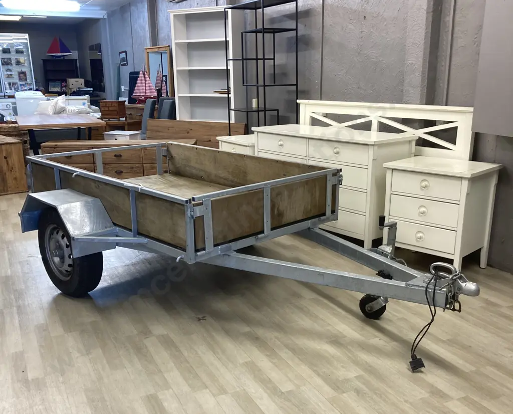 New Trailer, 3.1 x 1.76 With Jockey Wheel, Galvanised With Plywood Liner (Not Registered, No WOF) Image 1++